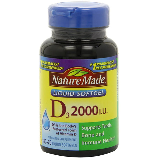 Nature Made Vitamin D3, 50 Mcg, Softgels Vitamins & Supplements Pasteur Pharmacy