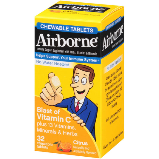 Airborne Immune Support Chewable Tablets Citrus 32 Ct Vitamins & Supplements Pasteur Pharmacy