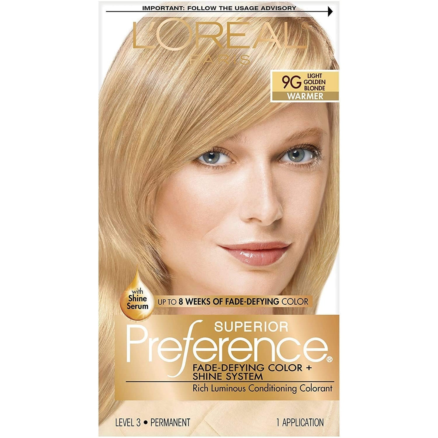Superior Preference L'Oreal Paris Fade-Defying Shine Permanent Hair Color, 9G Light Golden Blonde, 1 Kit Hair Color Pasteur Pharmacy