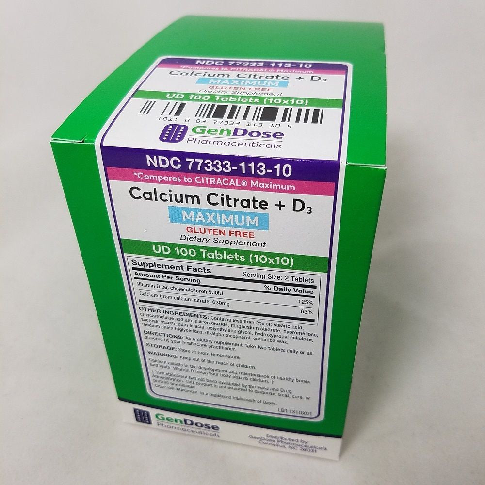 Gendose Calcium Citrate + D3 Tab 100 (10X10) Ud Fitness & Nutrition Pasteur Pharmacy