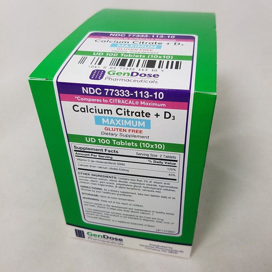 Gendose Calcium Citrate + D3 Tab 100 (10X10) Ud Fitness & Nutrition Pasteur Pharmacy