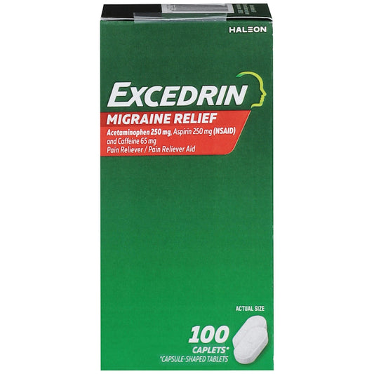 Excedrin Pain Reliever/Pain Reliever Aid, Migraine Relief, Caplets Health & Beauty Pasteur Pharmacy