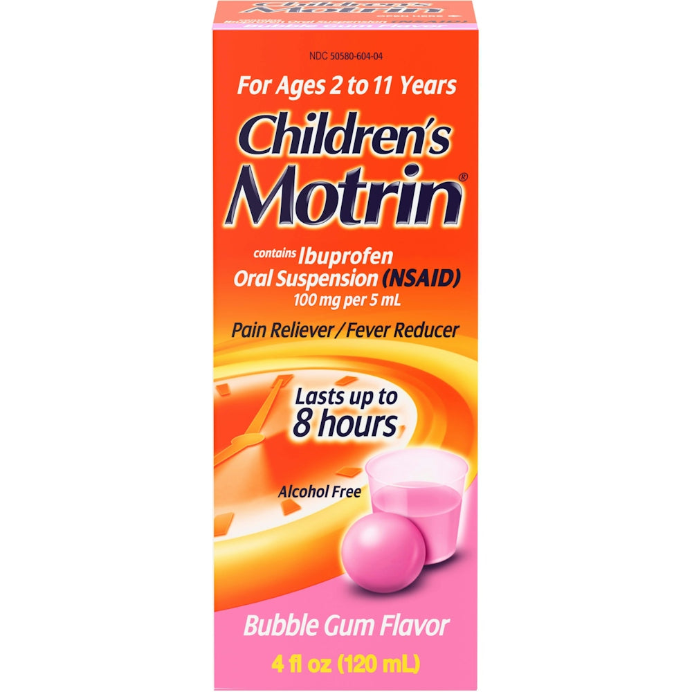 Children's Motrin Oral Suspension, Pain Reliever/Fever Reducer, Ibuprofen (NSAID), Bubble Gum Flavor, 4 Fl Oz Health & Beauty Pasteur Pharmacy