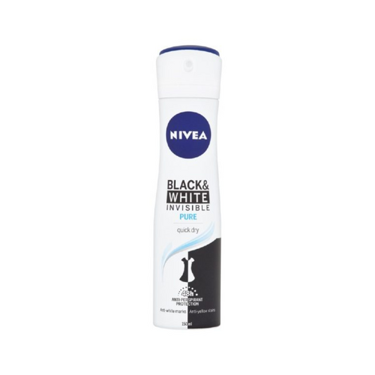 Nivea Black & White Pure Invisible 72H Deodorant 150ml Deodorant Pasteur Pharmacy