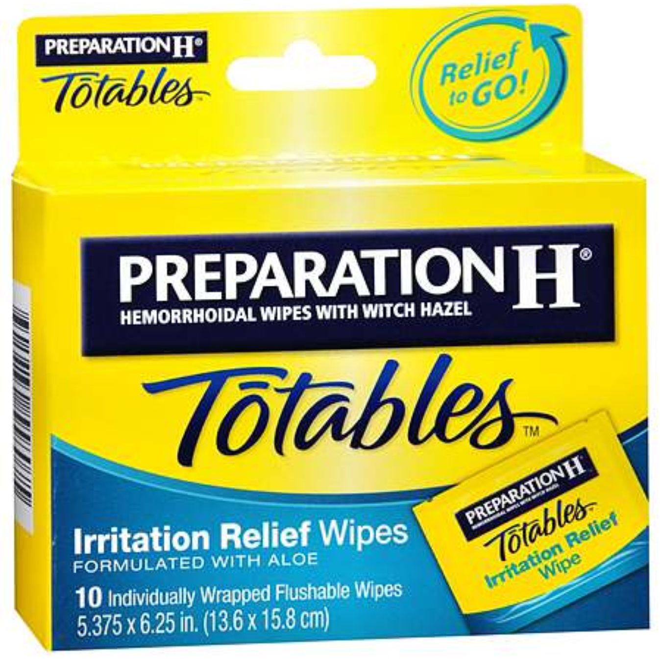 Preparation H Hemorrhoidal Wipes With Aloe Max Strength Individually Wrapped 10Ct Health & Beauty Pasteur Pharmacy