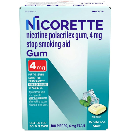 Nicorette Nicotine Gum Stop Smoking Aid, 4 Mg, White Ice Mint Flavor Health & Beauty Pasteur Pharmacy