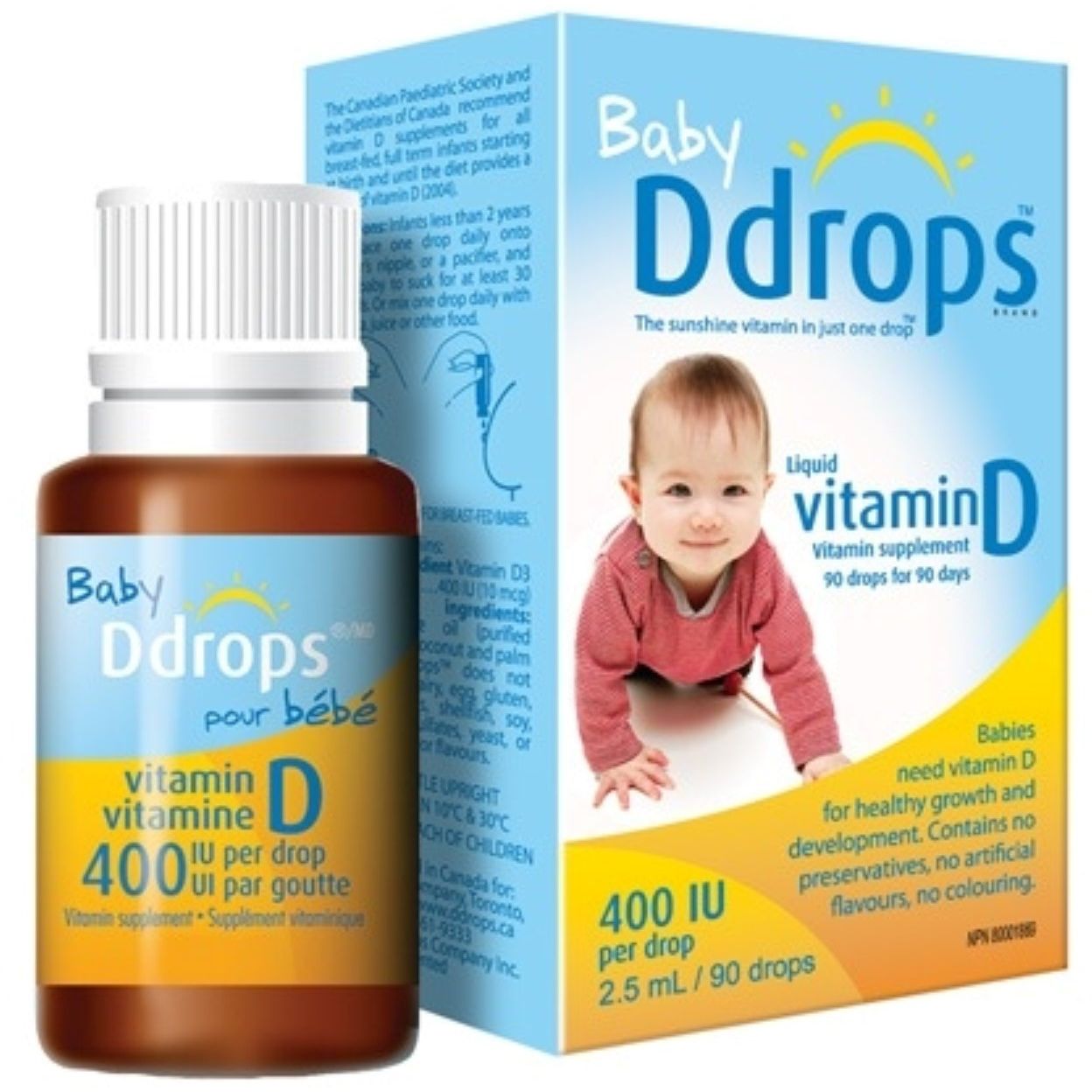 Ddrops Baby Vitamin D 400 IU Organic Liquid Drops - 0.08 Fl Oz Vitamins & Supplements Pasteur Pharmacy