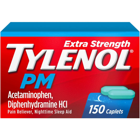 Tylenol PM Extra Strength, Nighttime Pain Reliever & Sleep Aid, 150 ct Caplets Medicine & Drugs Pasteur Pharmacy