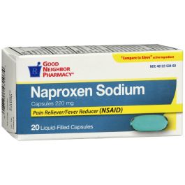 GNP Naproxen Sodium 220 mg Soft Gel Pain Reliever, 20 Count Medicine & Drugs Pasteur Pharmacy