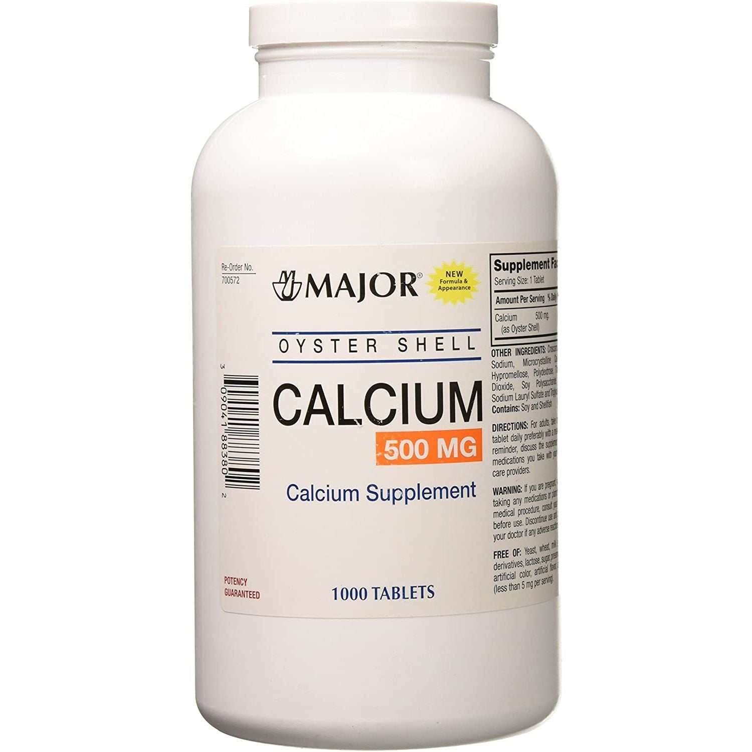 Major Oyster Shell Calcium Supplement – 500mg, 1000 Tablets Vitamins & Supplements Pasteur Pharmacy