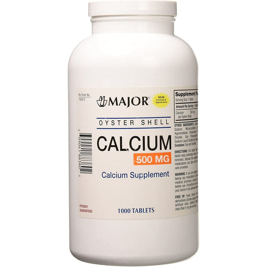 Major Oyster Shell Calcium Supplement – 500mg, 1000 Tablets Vitamins & Supplements Pasteur Pharmacy