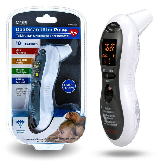 Mobi Technologies, Inc. DualScan Ultra Pulse Talking Ear And Forehead Digital Thermometer With Heart Rate Monitoring Baby Health Pasteur Pharmacy