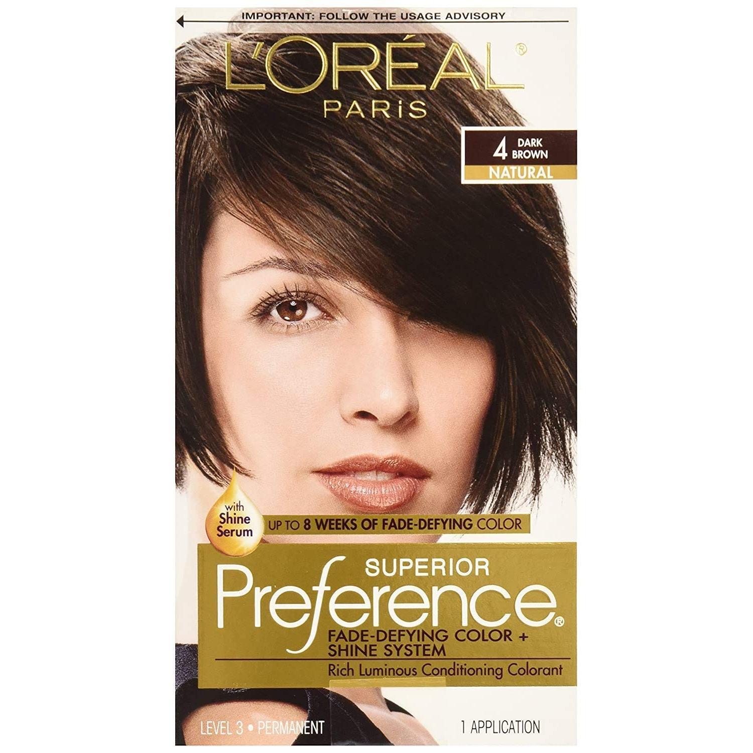 Superior Preference L'Oreal Paris 4 Dark Brown Natural Level 3 Permanent Hair Color, 1 Application Hair Color Pasteur Pharmacy