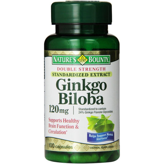 Nature's Bounty Ginkgo Biloba Standardized Extract 120 Mg Herbal Supplement Capsules Vitamins & Supplements Pasteur Pharmacy