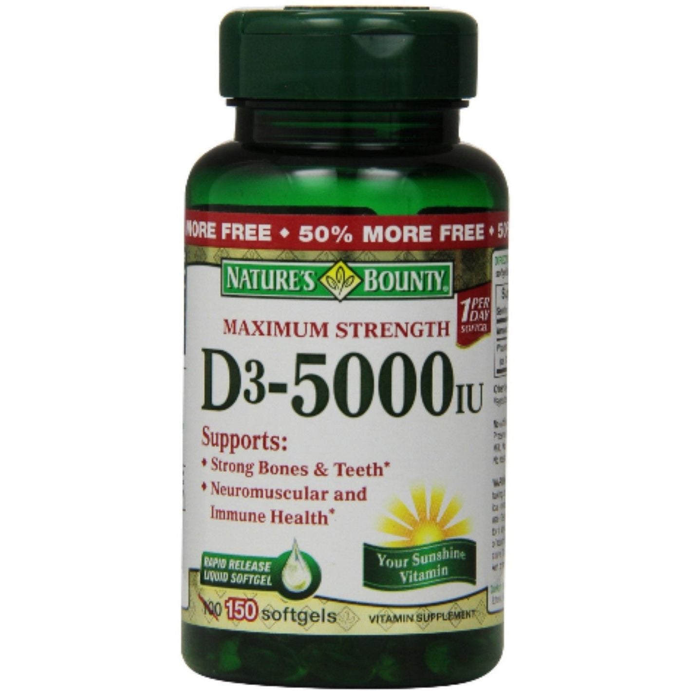 Nature's Bounty Immune Health Vitamin D3 Rapid Release Softgels, 125 Mcg Vitamins & Supplements Pasteur Pharmacy
