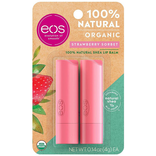 eos 100 Natural Organic Lip Balm Stick, Strawberry Sorbet 2 ea Lip Balms & Treatments Pasteur Pharmacy