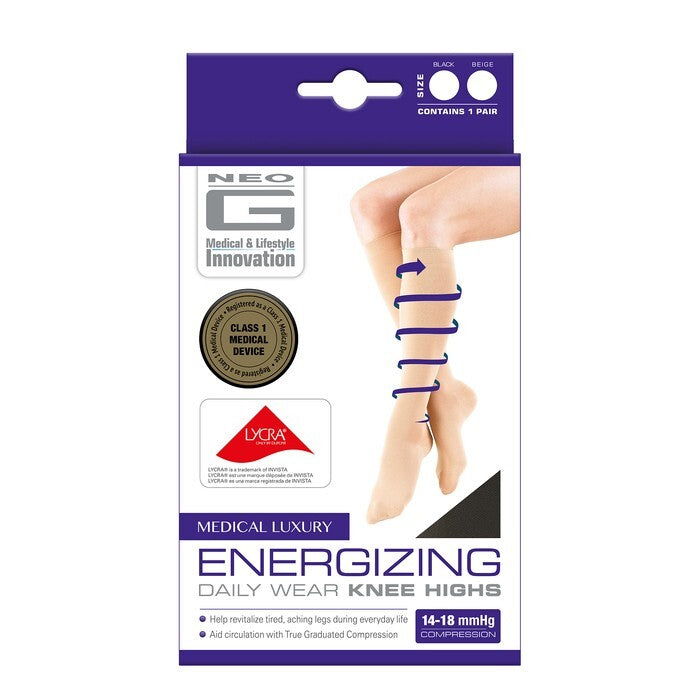 NEO G Energizing Compression Knee Highs - Tan, Large Knee Socks Pasteur Pharmacy