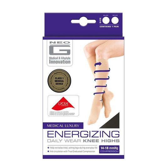 NEO G Energizing Compression Knee Highs - Tan, Large Knee Socks Pasteur Pharmacy
