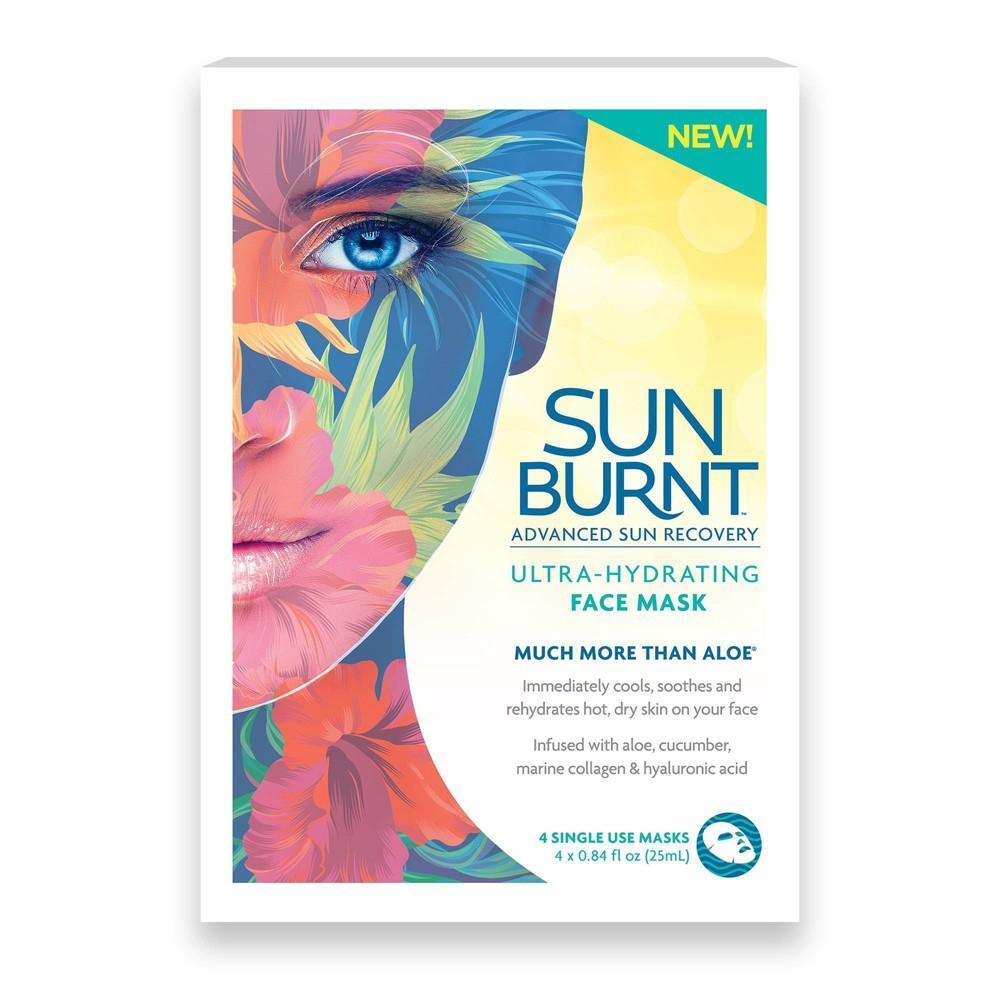 SunBurnt Ultra-Hydrating Face Mask - 4ct/0.84 Fl Oz First Aid Pasteur Pharmacy