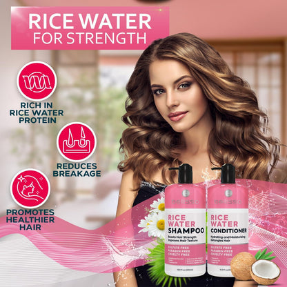 Rice Water Shampoo and Conditioner Set   Sulfate Free for Thin and Fine Hair