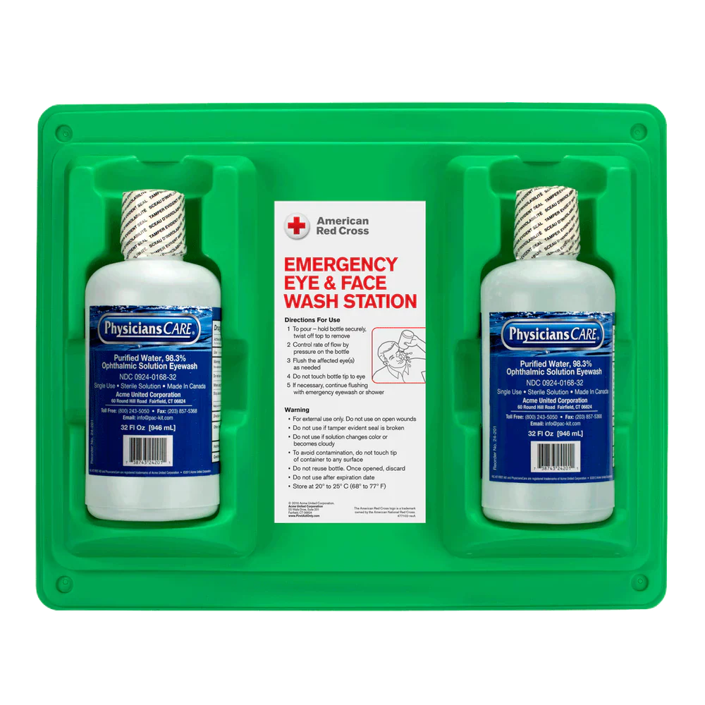Emergency Eyewash Station with Dual 32 oz Bottles (DS) First Aid Pasteur Pharmacy