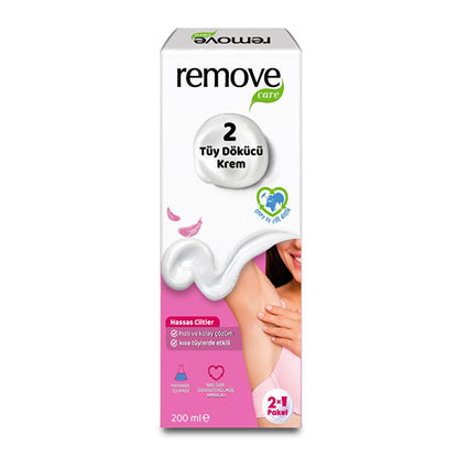 Crema depilatoria Remove Care para piel sensible - 2 x 100 ml, de acción rápida, dermatológicamente probada