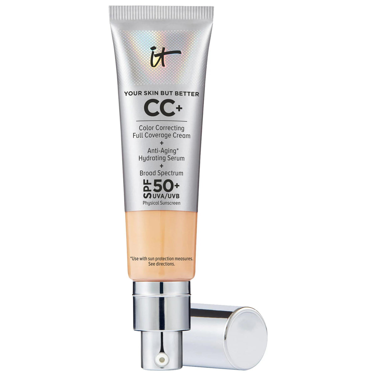 IT Cosmetics CC+ Cream: Full Coverage Color Correcting Foundation with SPF 50+ - Hydrating, Anti-Aging, Flawless Finish