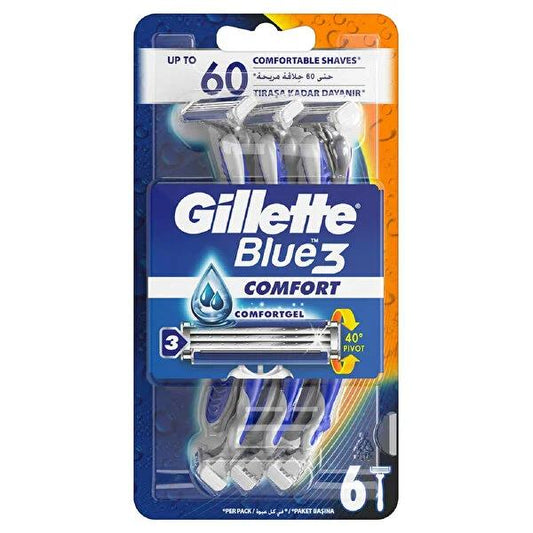 Rasoir jetable pour homme Gillette - Rasage confortable Blue3, bande lubrifiante avancée, tête pivotante - Essentiel de rasage pour homme
