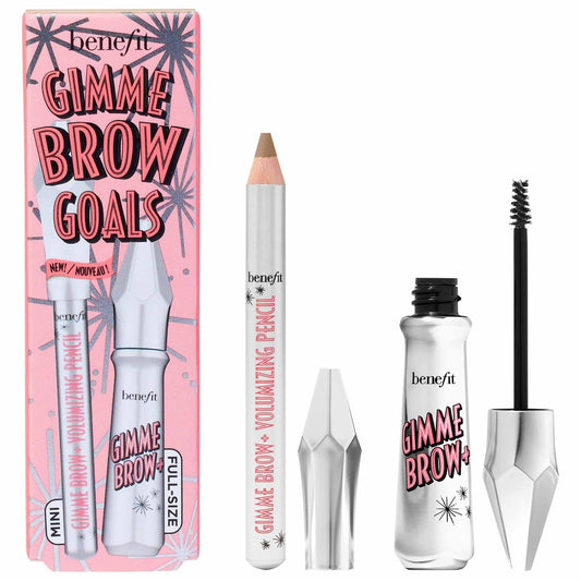Duo Gel Volumateur et Crayon à Sourcils Gimme Brow Goals de Benefit Cosmetics - Kit d'embellissement longue tenue pour des sourcils plus fournis