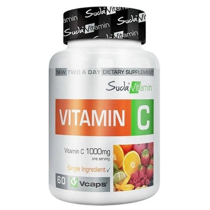Suda Vitamina C 1000mg - 60 cápsulas para un potente apoyo inmunológico | Suplemento de ácido ascórbico de alta potencia