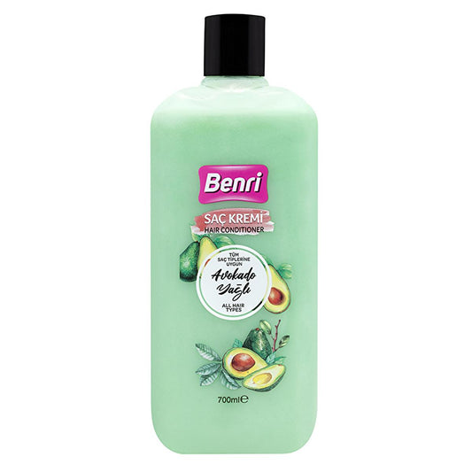 Après-shampoing à l'avocat Benri : hydratant, sublimateur de brillance, démêlant - Soin capillaire naturel pour des cheveux doux et faciles à coiffer (700 ml)