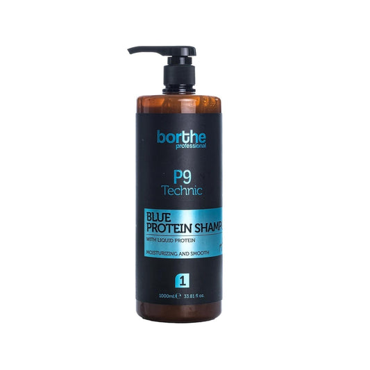 Borthe Professional P9 Technic Blue Protein Shampoo 1000ml - Nourishing Hair Care for Professionals