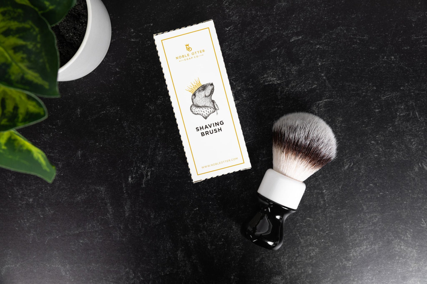 Noble Otter Synthetic Shave Brush - Black/White - 26MM Shaving Brush Noble Otter