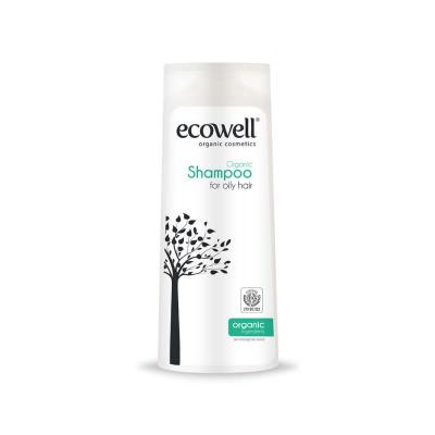 Shampooing bio Ecowell pour cheveux gras - Nettoyage naturel et doux, sans parabène, sans silicone ni SLS - Rafraîchit le cuir chevelu gras et nourrit les cheveux