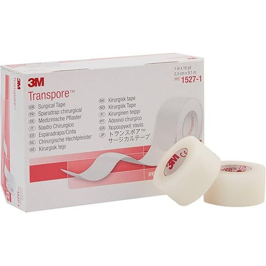 3M Transpore Surgical Tape - 1 Inch Wide (Transparent, Box of 12 Rolls) Medical Tape & Bandages Pasteur Pharmacy