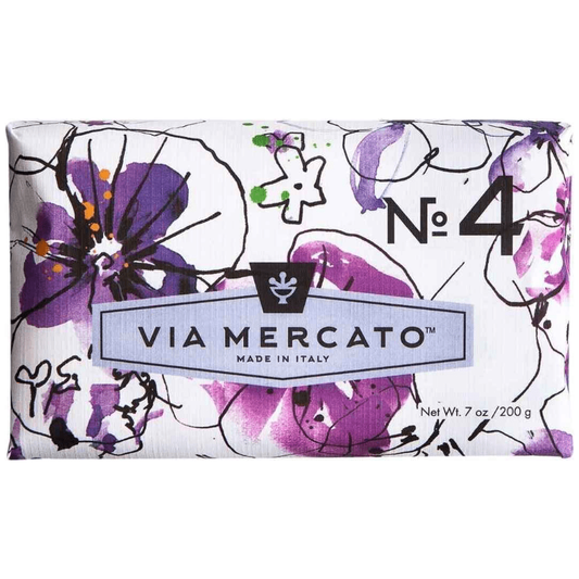 Via Mercato Nro. 4 Soap (Violets, Magnolia & Amber) 7oz Bar Soap Pasteur Pharmacy