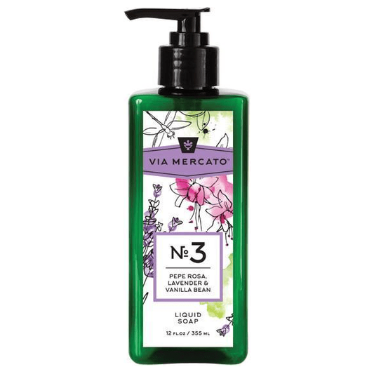 Via Mercato Nro. 3 Liquid Soap (Pepe Rosa, Lavender & Vanilla Bean) 12oz Liquid Soap Pasteur Pharmacy