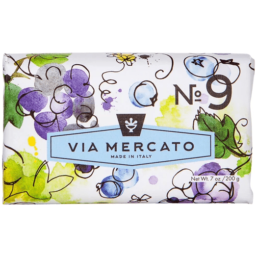 Via Mercato Nro. 9 Soap (Grape, Black Currant & Musk) 7oz Bar Soap Pasteur Pharmacy