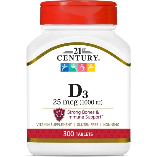 21st Century D3 1000 IU Tablets, 300 Count Vitamins & Supplements Pasteur Pharmacy