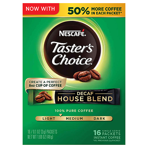 Café instantáneo Nescafé Taster's Choice, tueste ligero, mezcla de la casa, descafeinado, paquetes individuales