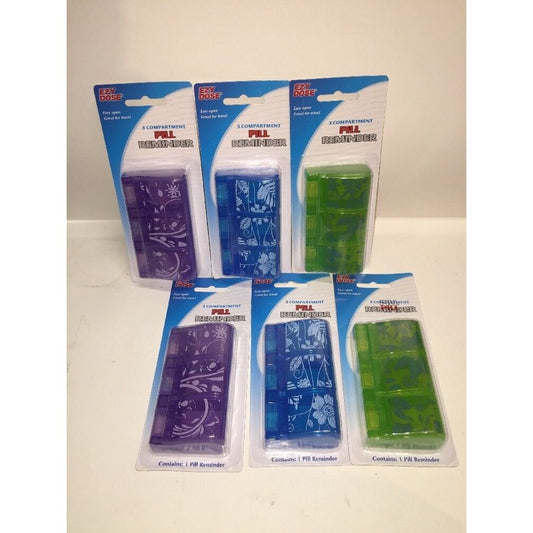 6) EZY Dose 67161 Easy Open 3-Compartment Pill Reminder *Value Bundle Of 6 Open & Closed Signs Pasteur Pharmacy
