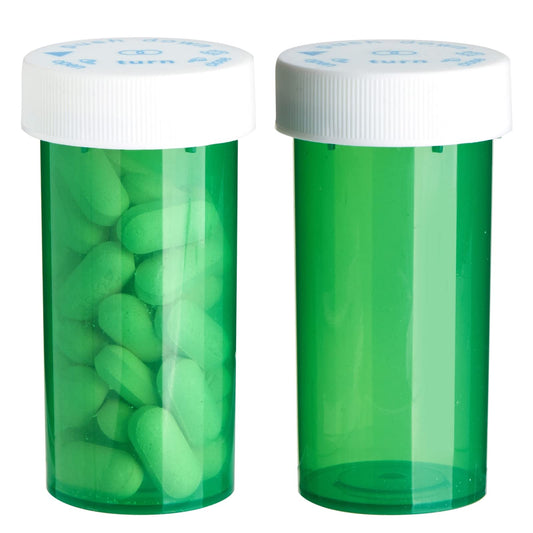 1-Clic™ Clear-Vu Green Child-Resistant Vials - 13 Dram, 200 Count (Rx Prescription Bottles) Medical Supplies Pasteur Pharmacy