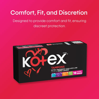 Tampones Kotex Super - 16 unidades | Protección cómoda