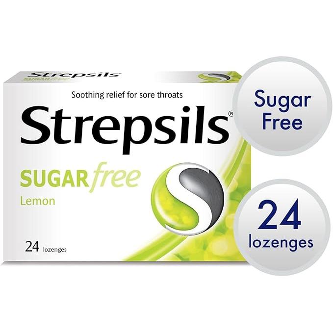 Strepsils Citron Lozenges Sugar Free Sore Throat Relief Pack of 24 Lozenges Pasteur Pharmacy