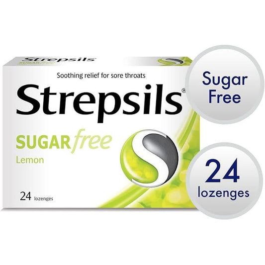Strepsils Citron Lozenges Sugar Free Sore Throat Relief Pack of 24 Lozenges Pasteur Pharmacy