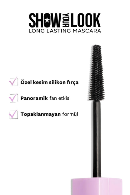 Máscara de pestañas Pastel Show Your Look Long Lasting Extra Black 9 ml - Máscara negra resistente al agua con efecto volumen y extracto de caléndula