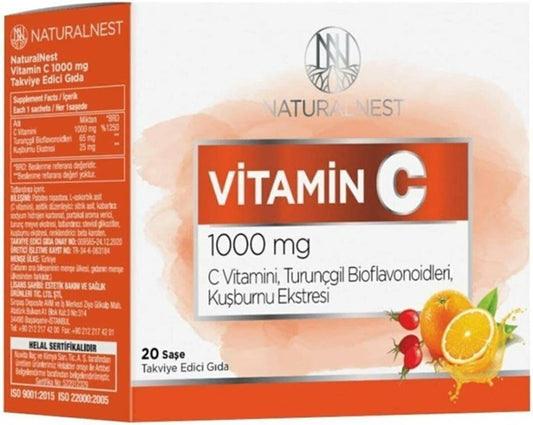 Naturalnest Vitamin C Supplement 100mg 20 Sachets - Natural Immune System Support