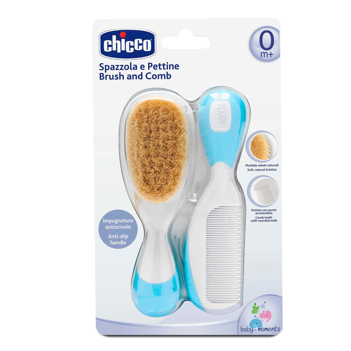 Chicco Baby Hair Brush and Comb Set - Gentle Hair Care for Newborns and Infants