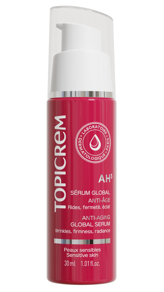 Topicrem Sérum Anti-Âge AH3 Global - Sérum hydratant, anti-rides et illuminateur pour peaux matures à l'acide hyaluronique, vitamine C et niacinamide