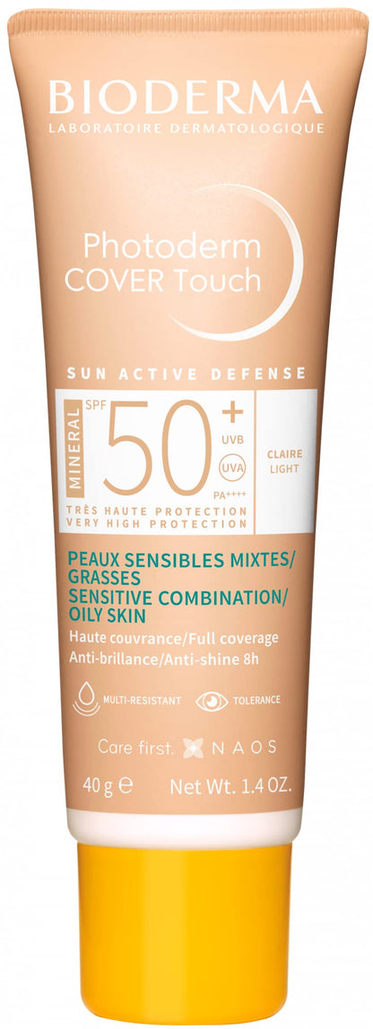 Protector solar mineral Bioderma con color FPS50+ Tono claro 40g - Protección solar con color, no comedogénica y con acabado mate